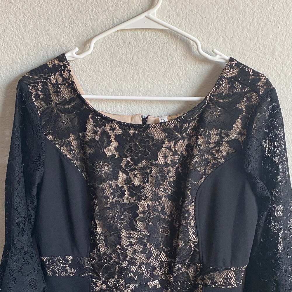 NY Collection Black and Beige Lace Dress - Picture 6 of 11